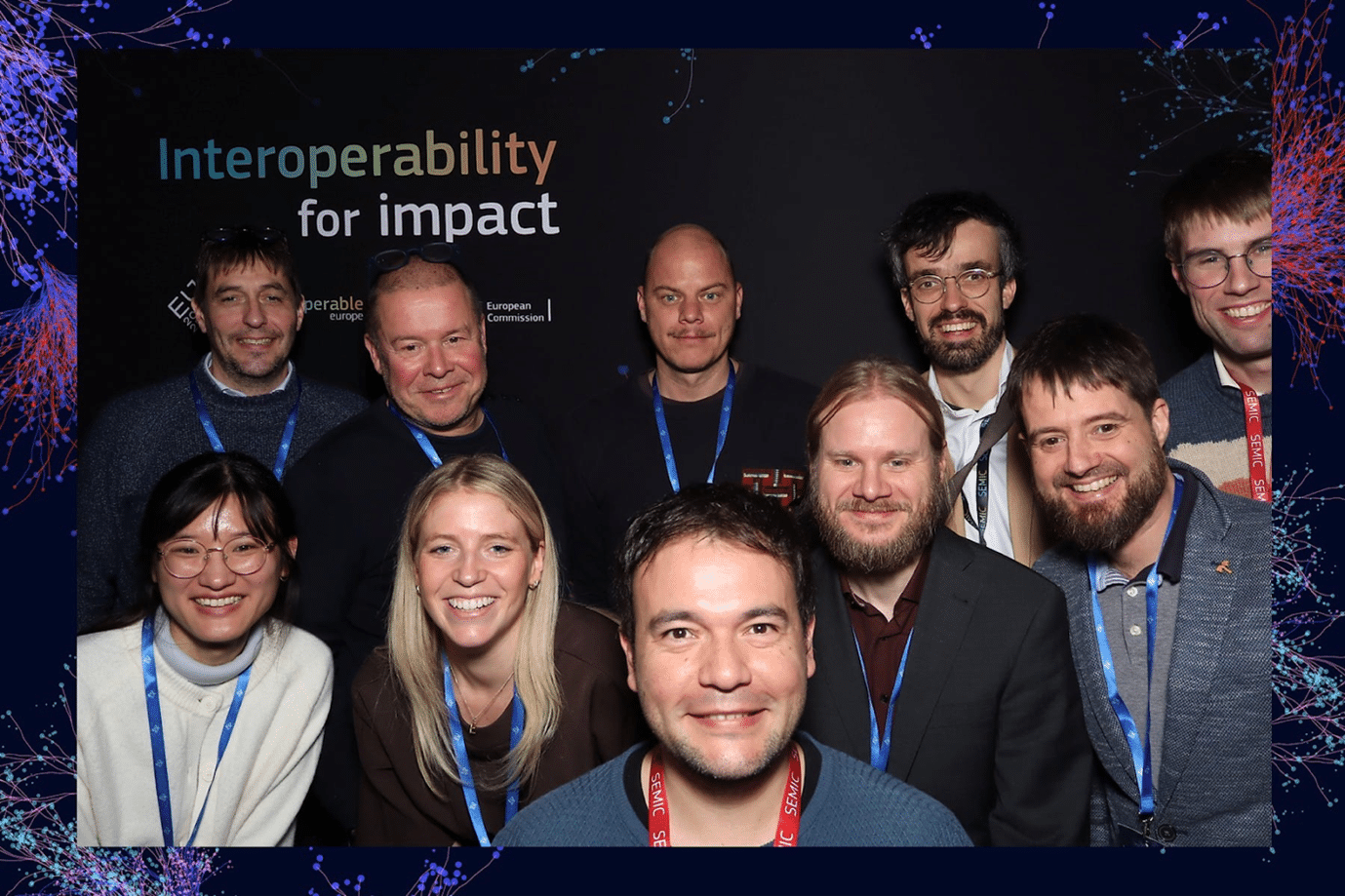 Group of people smiling at the SEMIC Conference in Copenhagen