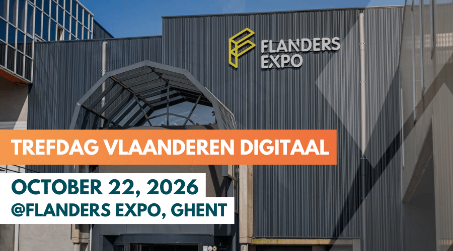 Trefdag Vlaanderen Digitaal – October 22, 2026 at Flanders Expo, Ghent – event banner showing the Flanders Expo building exte