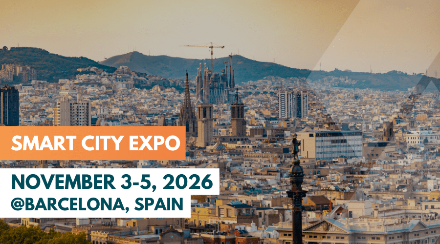 Smart City Expo – November 3-5, 2026, Barcelona, Spain – aerial skyline view featuring the Sagrada Família